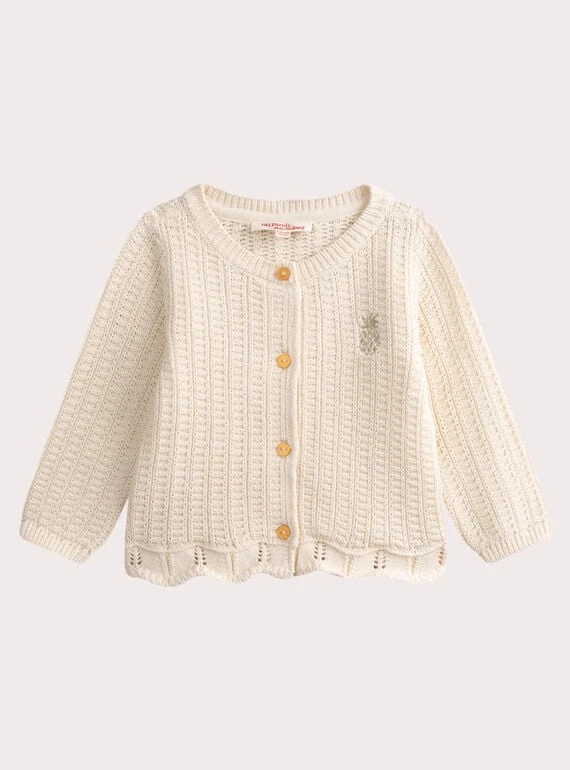 Cardigan écru fonce pour bébé fille