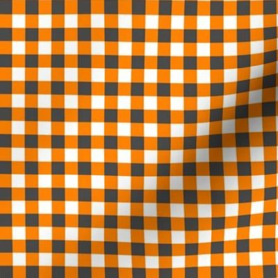 Orange & Gray Gingham small Fabric | Spoonflower