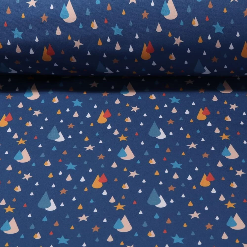 Softshell - Impression numérique Gouttes de pluie Bleu