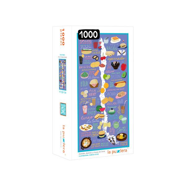 Puzzle Mapa de Chile Comidas, Bebidas y Frases 1000 Piezas