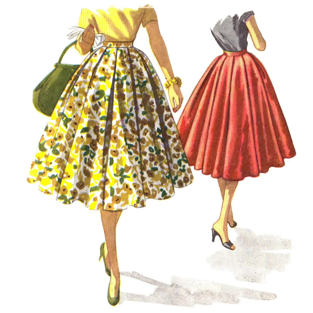 Modèle de couture des années 1950, jupe circulaire plissée Soft Box - Multi-tailles