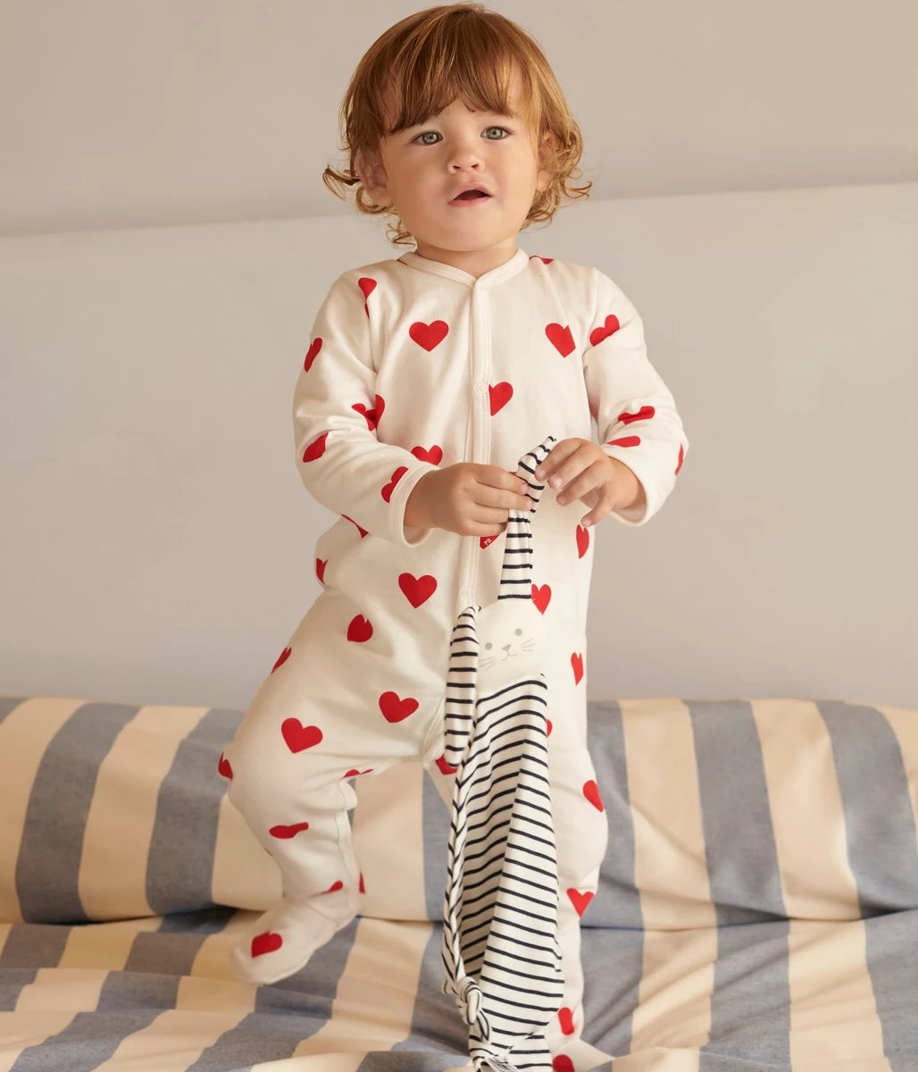 Pyjama à cœurs rouges en coton bébé