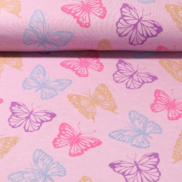 Jersey - Papillons Pailleté Mélange lilas Teinté dans la masse