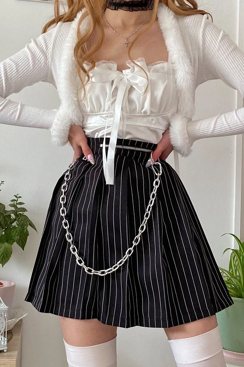 Pinstripe Pleated Skirt