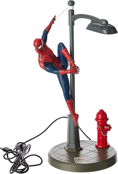 Lampe de Bureau Spiderman - Officielle, Lumière de Table Disney, Projecteur Marvel Streetlight Spider Man, Cadeau pour Fans du Multivers, Rouge, Bleu, Gris.