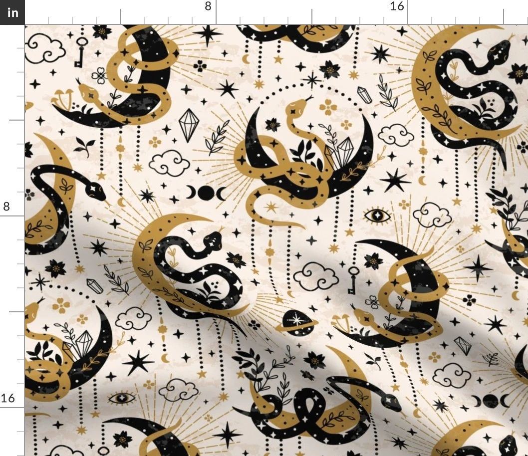 magical snakes & moons Fabric | Spoonflower