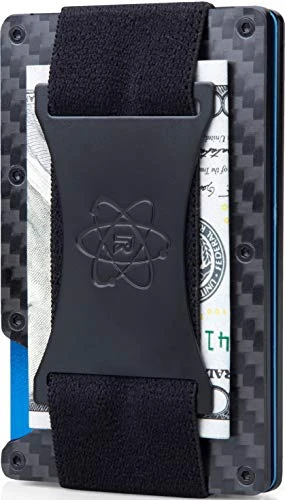 ROSSM Portefeuille pour Hommes avec Blocage RFID - Porte-Cartes de crédit Minimaliste en Fibre de Carbone et métal pour Hommes avec Clip pour Billets