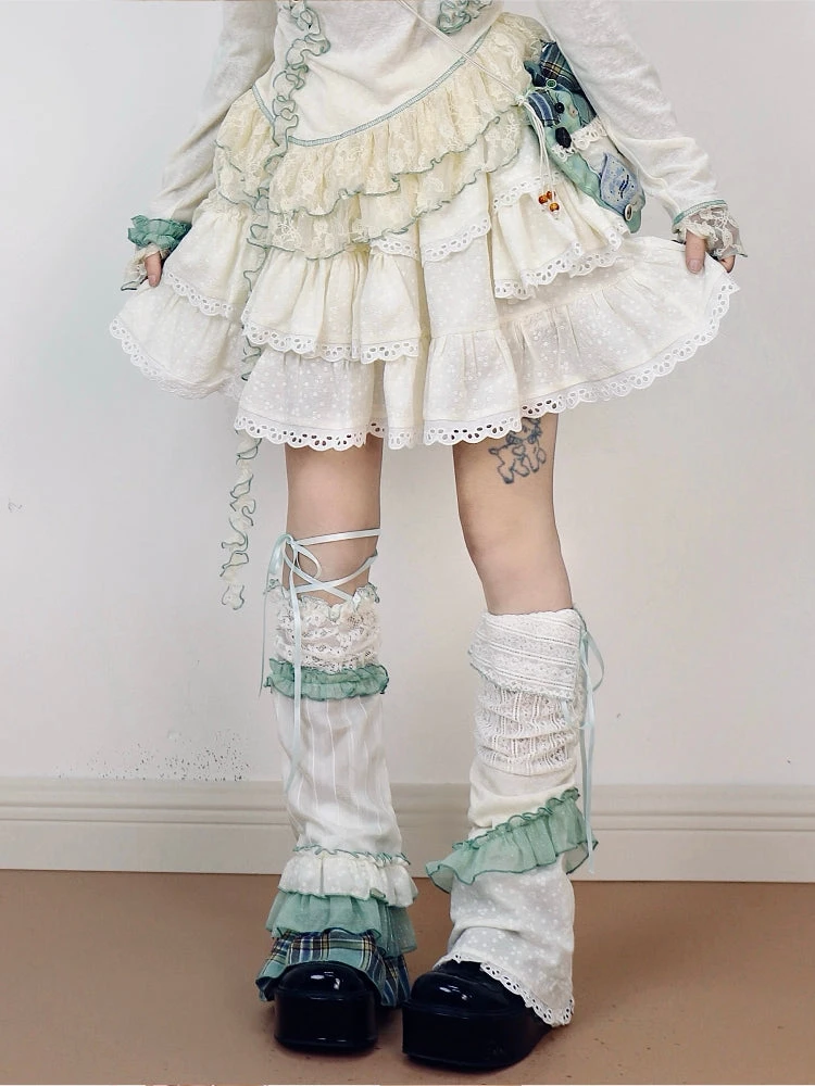 Kawaii Asymmetrical Tiered Skirt Cotton - Disorder | Land Decora