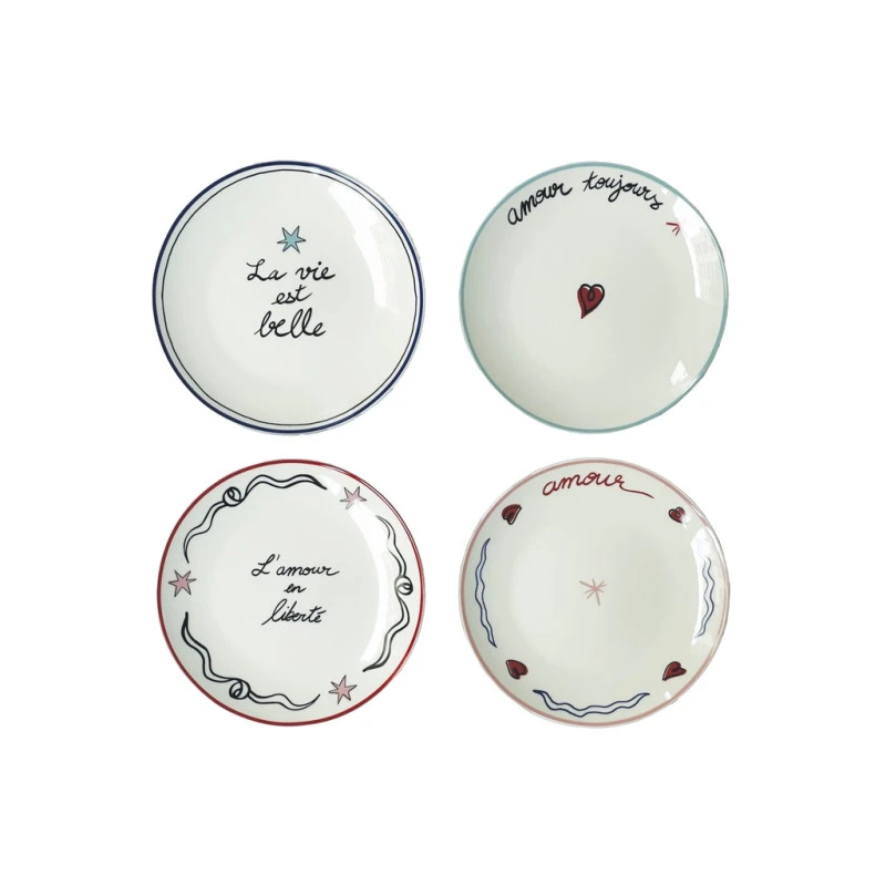 Assiettes à dessert en porcelaine - Amour