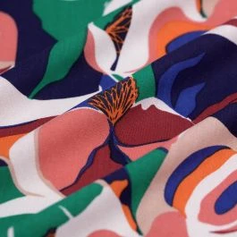 Tissu popeline viscose fleur Tropic multicolore