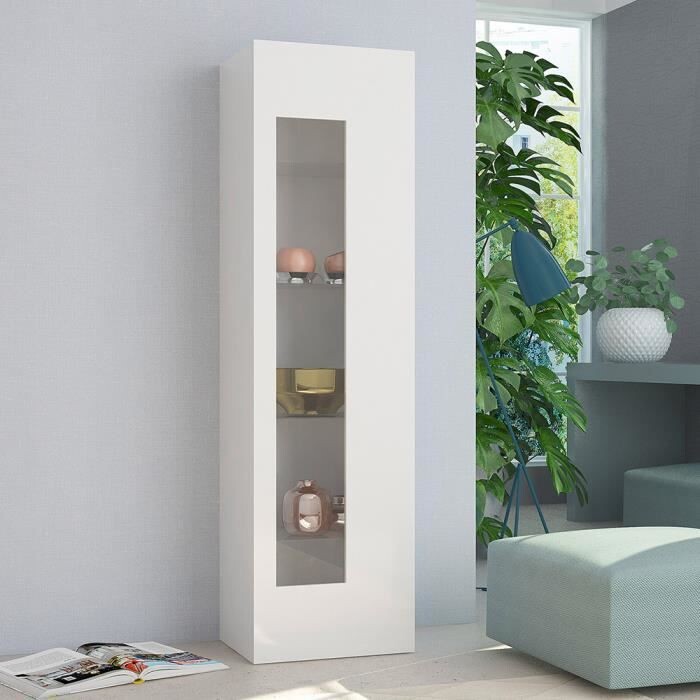 Vitrine Salon Cuisine Meuble Blanc Avec 4 Étagères