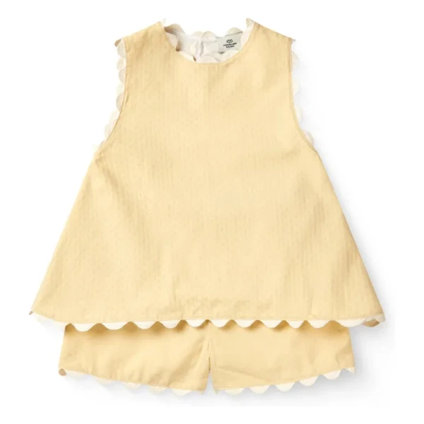 Ensemble Top et Short Feston Coton Bio | Jaune pâle