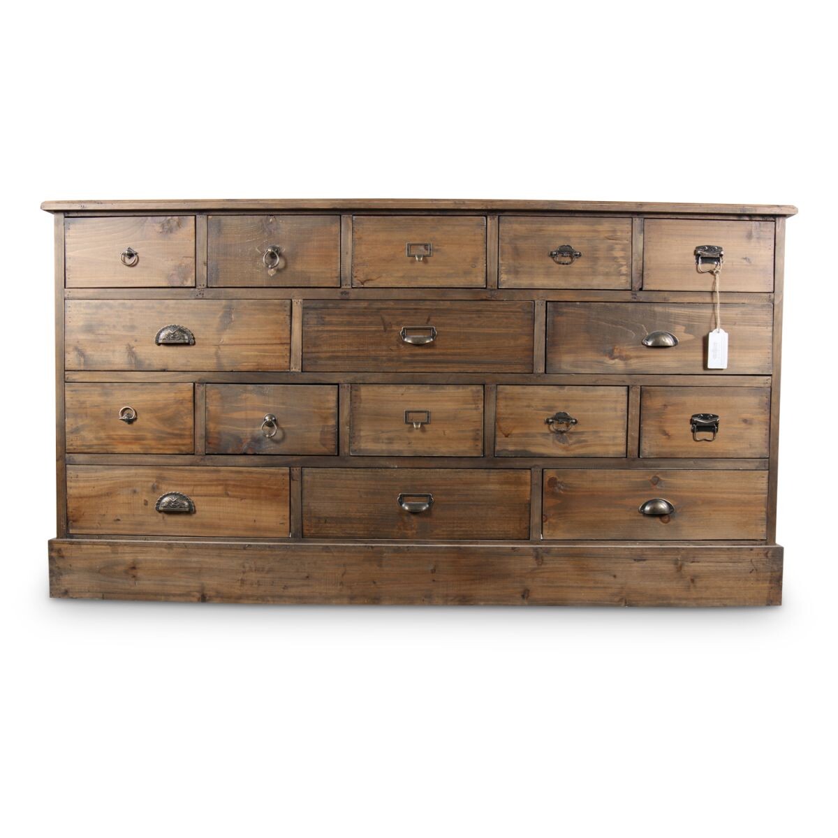 Meuble Semainier Chiffonnier Grainetier Bois 16 Tiroirs 170x35x92cm
