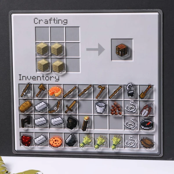 Minecraft-Inspired Inventory Magnet Set ,Fun Fridge Magnets for Gamers ,Pixel Art Decor