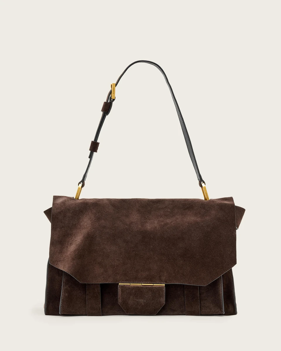 Ursa Suede Satchel Bag Bitter Brown | ALLSAINTS FR