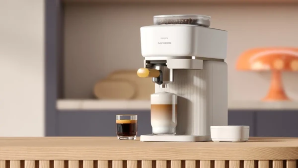 Machine à expresso Baristina - Blanche / Porte-filtre Jaune Mangue
