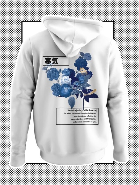 Japanese Streetwear Hoodie with Flowers Graphic - Cold Showers