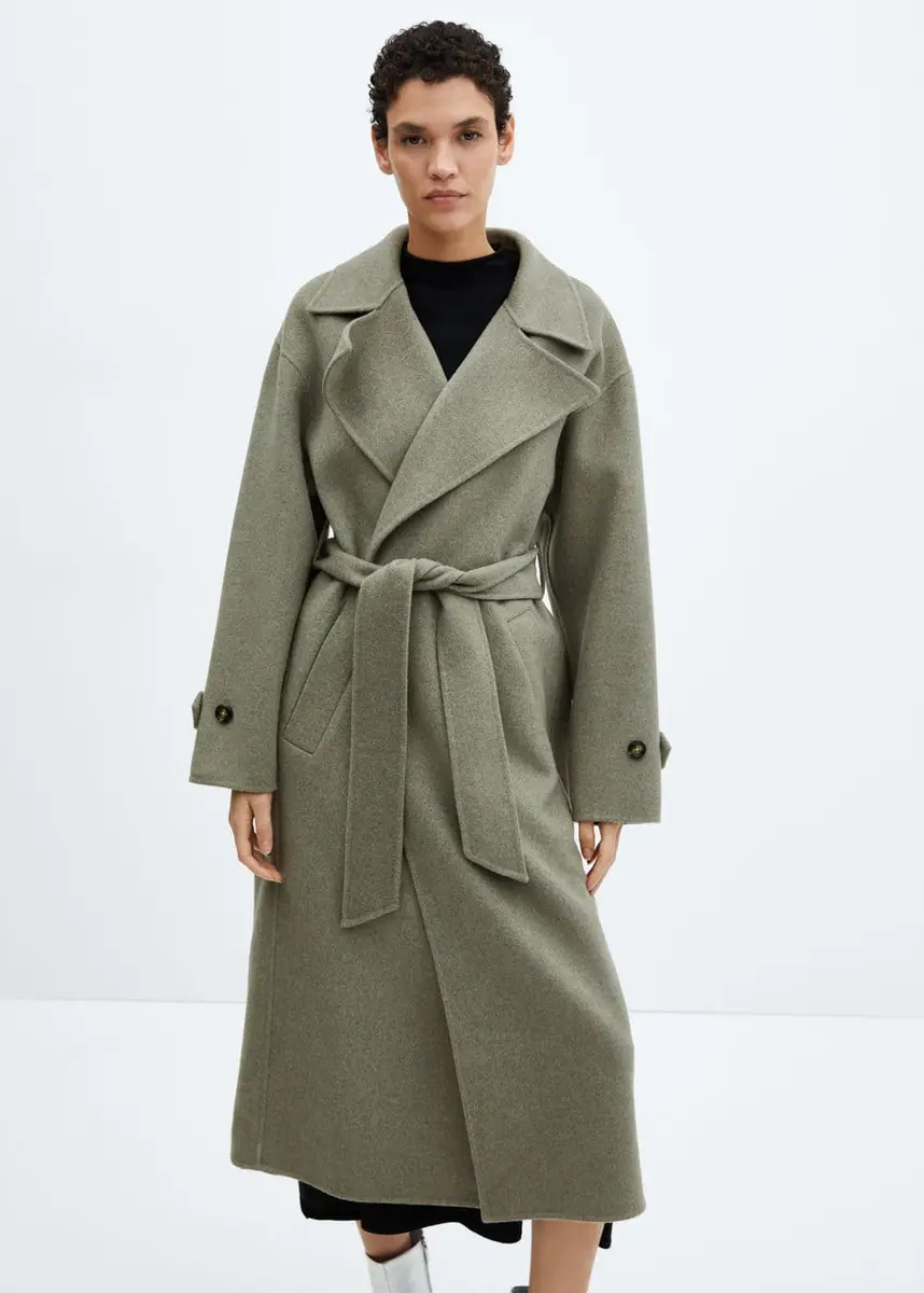 Manteau laine ceinture - Femme | Mango France