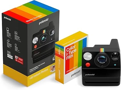 Polaroid - Now+ Gen3 - Appareil Photo instantané connecté Bluetooth - Pack Appareil Photo + Film Couleur (16 Photos) Noir (6562)