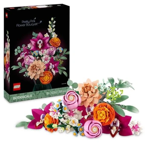 LEGO Botanicals Le Joli Bouquet de Fleurs Roses - Set de Construction pour Adulte - Plantes artificielles pour décoration Florale - Bouquet de Marguerites, Roses, Fleurs de sureau et Eucalyptus 10342