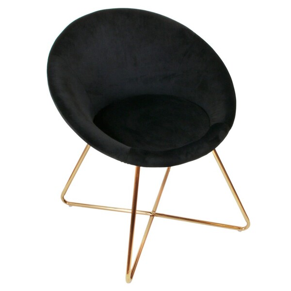 Fauteuil en velours noir et pieds en métal Karl