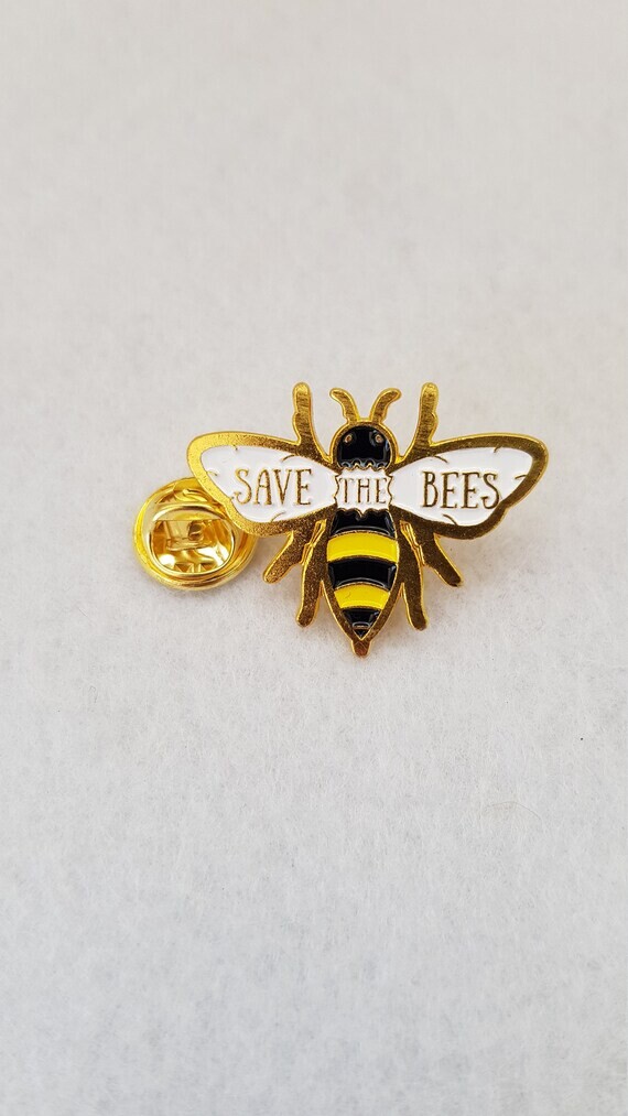 Save The Bees - Enamel Pin Badge, Lapel Pin, Bee Enamel Badge, Lanyard Pin, Friendship Gift, Backpack Pin, Kindness Gift, Save The Bees