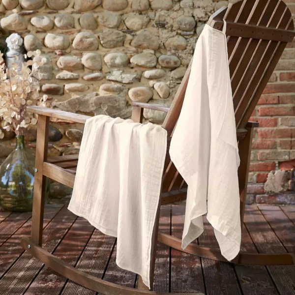 Lot de 2 essuie-mains gaze de coton (70 cm) Gaïa Beige pampa