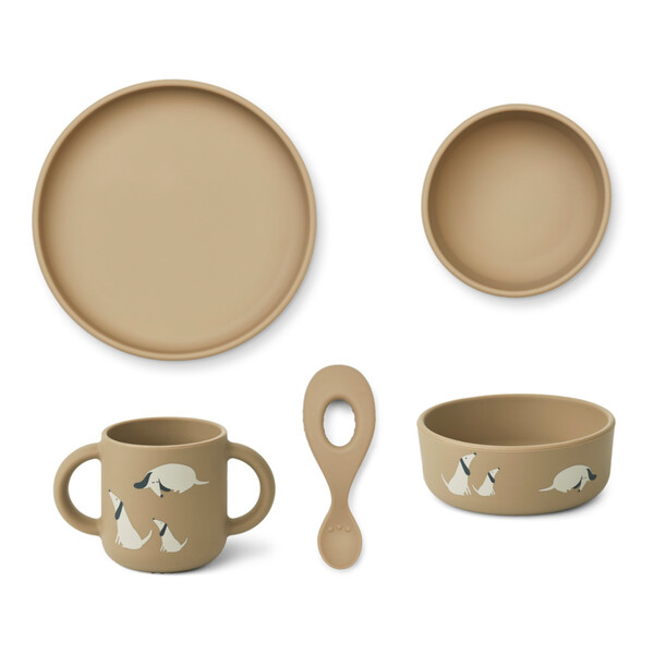 Set vaisselle Vivi en silicone - Set de 4 | Beige