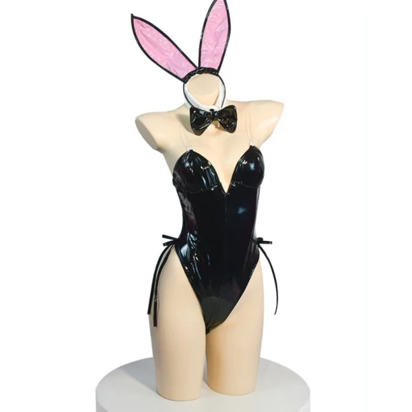 Combinaison lapin fille Anime, Costumes de Cosplay, justaucorps en cuir, oreilles de lapin, body de fête, Lingerie Sexy, jeu de rôle, ensemble de Lingerie Kawaii - AliExpress