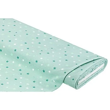 Tissu jersey en coton 'étoiles', aigue-marine/multicolore