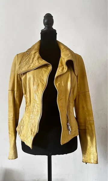 Karen Millen leren jas lime groen