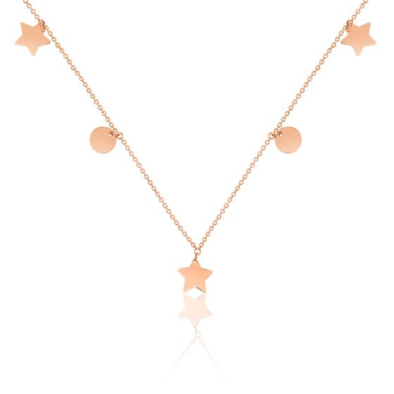Collier pampilles etoiles ronds or rose 18K - Caterina B - Ocarat
