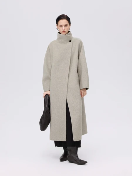 Asymmetric High-Neck Coat