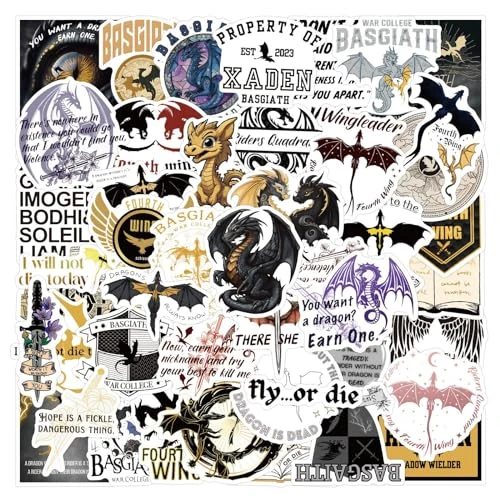 Lot de 120 autocollants « Fourth Wing » - Motif dragon inspirant - Motivation positive - Vinyle imperméable - Graffiti - Skateboard - Pour ordinateur portable - Pour adolescents