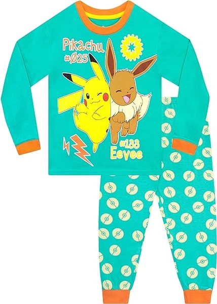 Pokémon Pyjama Unisexe Pikachu et Eevee Ensemble de Pyjama à Manches Longues pour Enfants