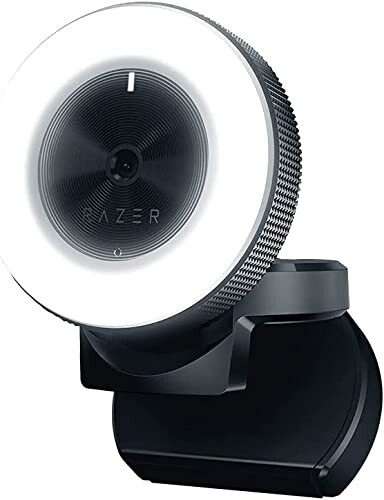 Razer Kiyo - Caméra de Streaming avec éclairage Circulaire (Webcam USB, vidéo HD 720p, 60 FPS, Compatible avec Le Logiciel Open Broadcaster, Xsplit, autofocus, Clip caméra, Connexion trépied) Noir