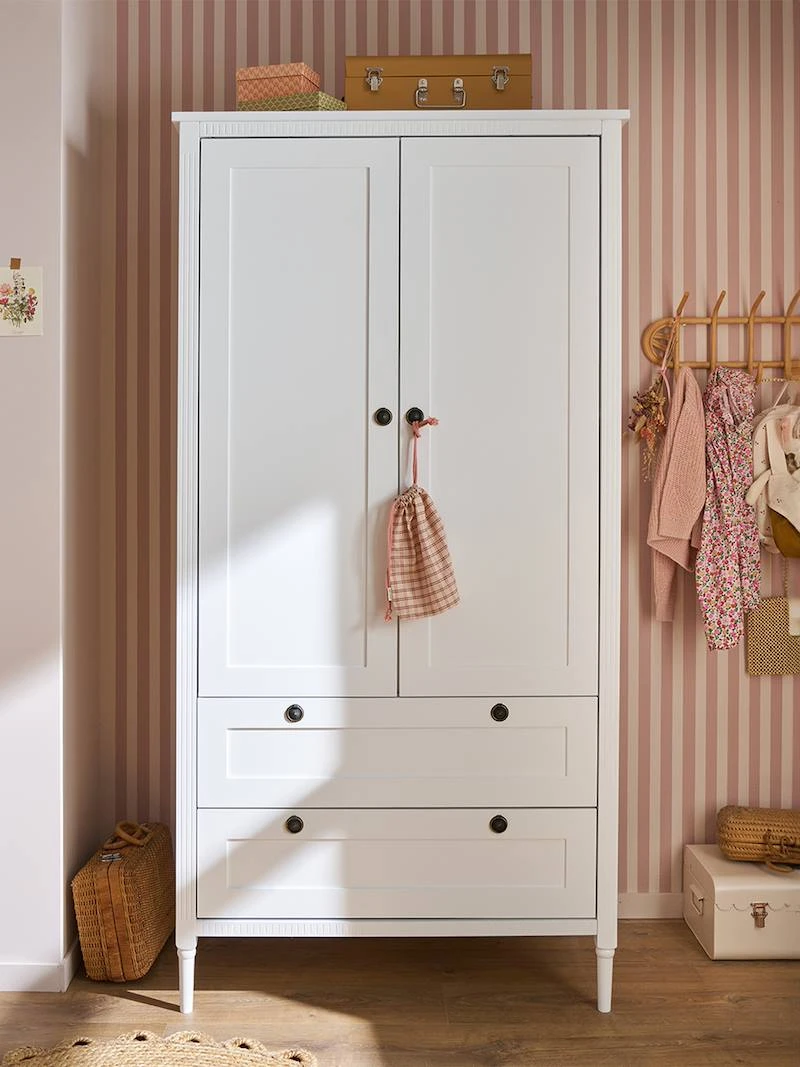 Armoire 2 portes + 2 tiroirs Canopée blanc - Vertbaudet