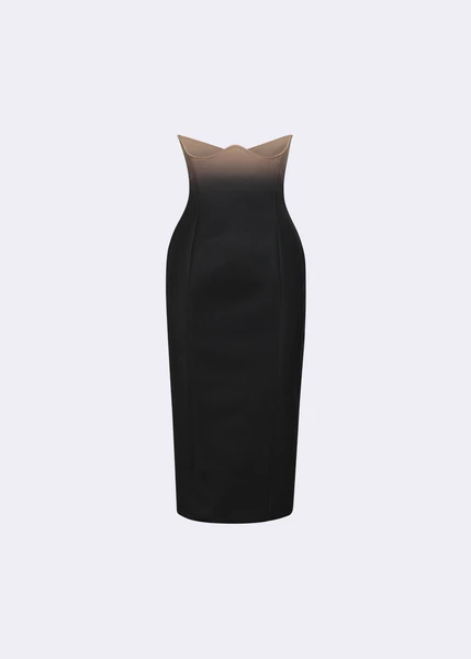 Black Ombre Nude Under-Bust Corset Skirt - POEM