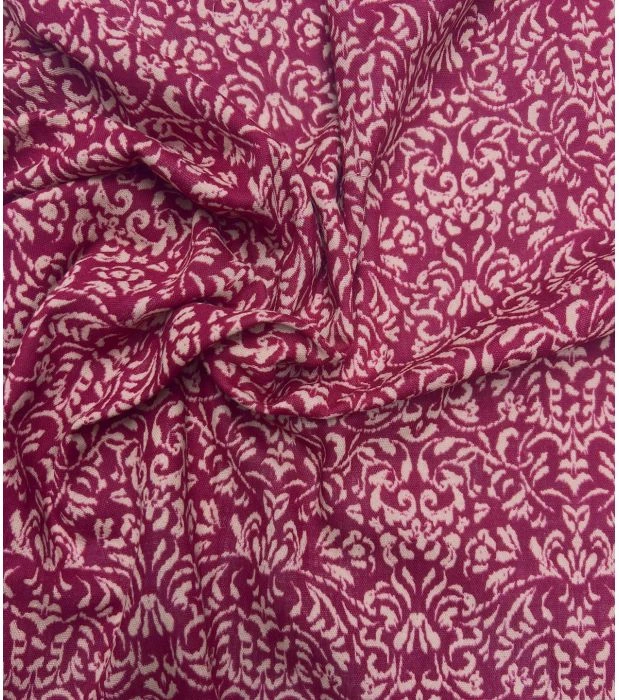 Double gaze à carreaux imprimée d'un motif fleur, de l'autre un uni écru