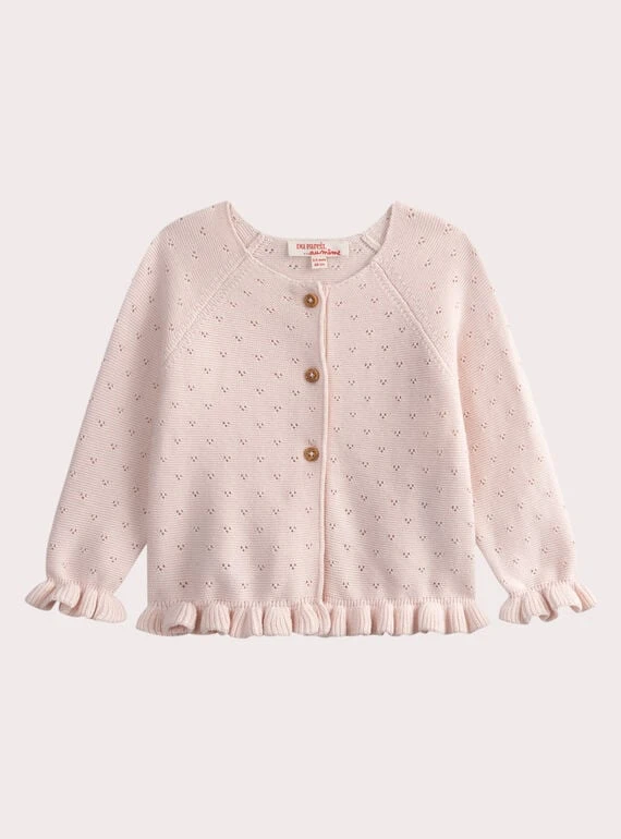 Cardigan Rose dragée pour bébé fille