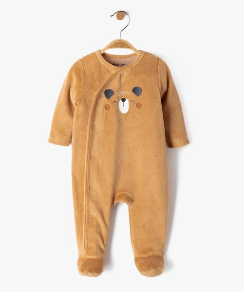 Pyjama dors-bien en velours fermeture devant bébé