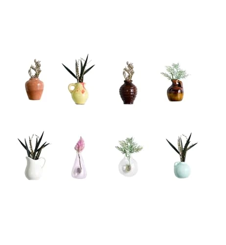 Lot de 8 aimants décoratifs en céramique pour réfrigérateur Mini vase fleur décoration de cuisine