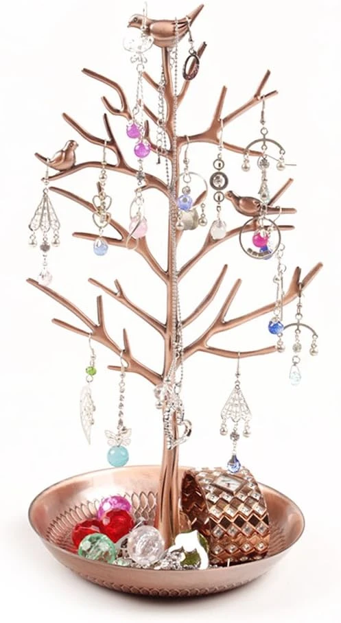 Dazone Arbre à Bijoux, Porte Bijoux, Rangement Bijoux，Présentoir Bijoux en Fer, Support pour Colliers Bracelet Bagues Boucles d'oreilles Montre, Cadeau pour Noël Toussaint Mariage