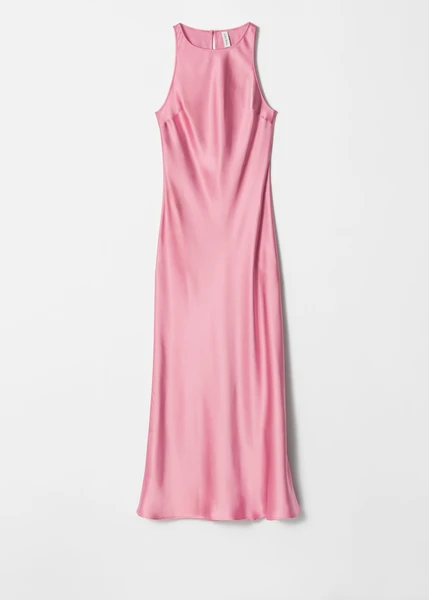 Robe midi en satin sans manches