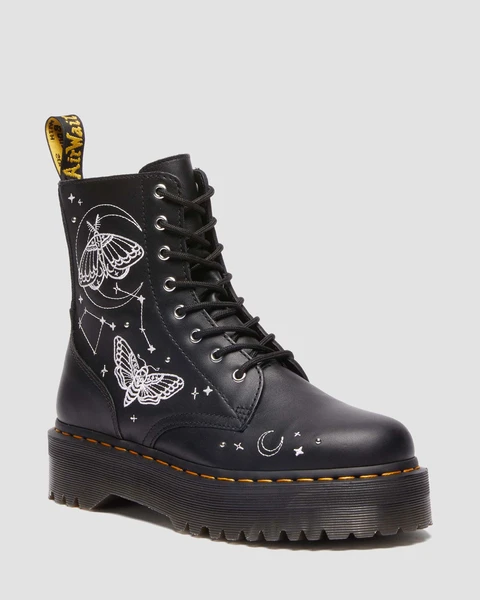 DR MARTENS BOOTS PLATEFORMES JADON CELESTIAL MOTH À BRODERIES