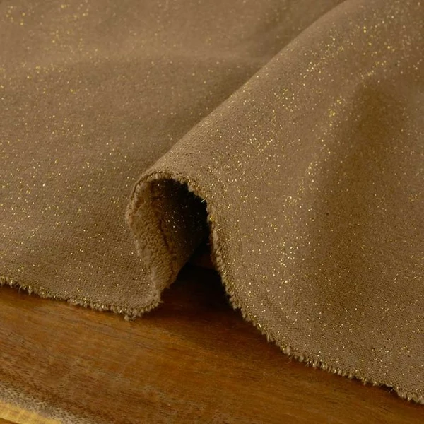 Jersey Sweat Léger à Paillettes Haute Couture - Camel