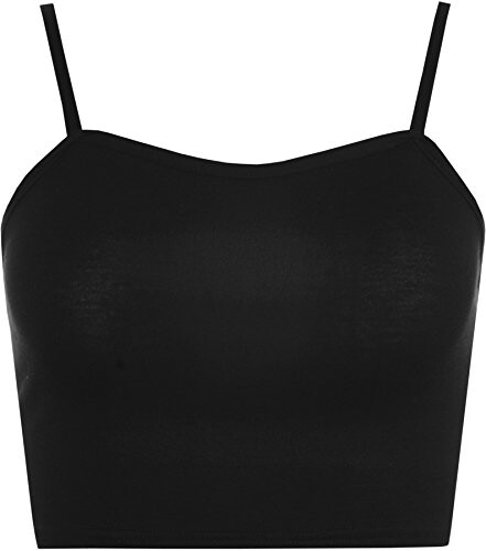 WearAll - Camisole Bralet Crop débardeur Top à Sangles - Noir - 36-38