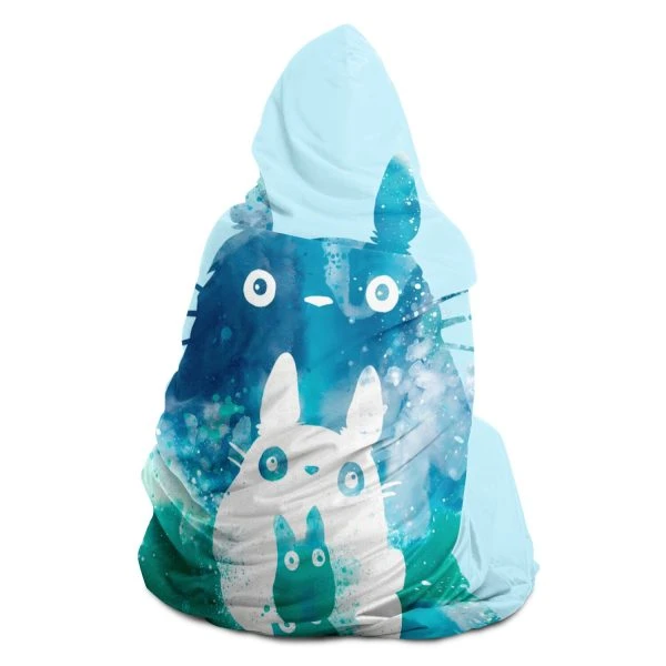 Totoro WaterColor Hooded Blanket - Ghibli Merch Store - Official Studio Ghibli Merchandise