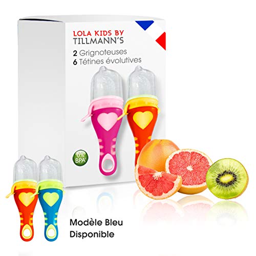 Grignoteuse Bébé Lot De 2 - Tétine Fruit Silicone Sans BPA + 8 Embouts Évolutifs, Idéal Diversification Alimentaire Et Dentition