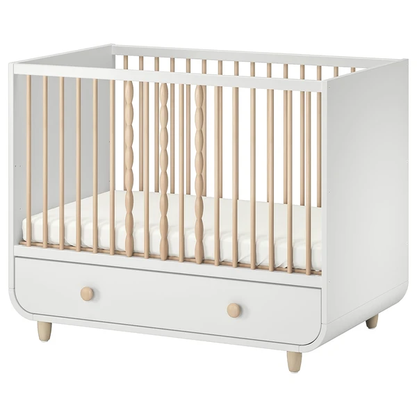 MYLLRA Lit bébé avec tiroir - blanc 60x120 cm